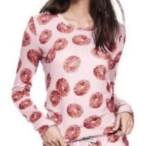 Pink Victoria's Secret Pink Donut Print Long Sleeve Pajama Top Large